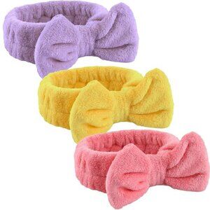 Spa makeup headband bow washing face skincare elastic microfiber headbands women